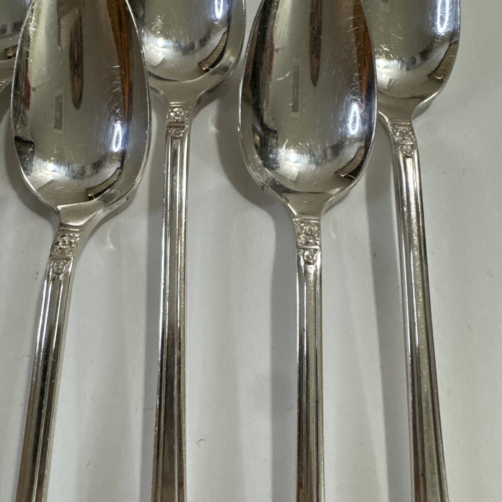 Set of 8 Iced Tea Spoons - Inauguration Pattern Silverplate National Silver - Picture 3 of 7